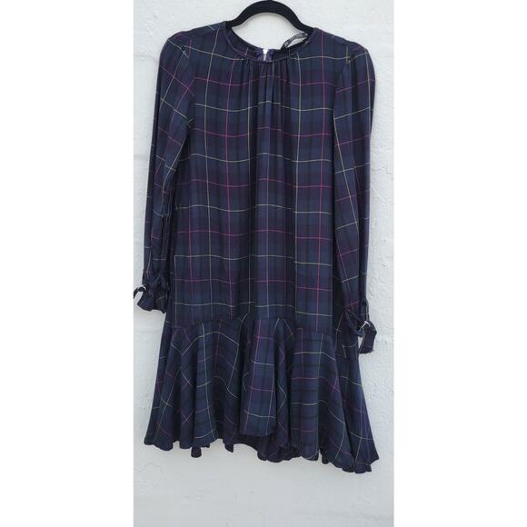 Zara Basic Plaid Mini Dress Oversized Preppy Size Med - Picture 1 of 6